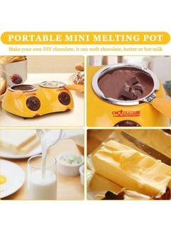 Generic Chocolate Melting Pot Electric Chocolate Fondue Mini Fondue Candy Maker With Double Melting Pot For Milk Chocolate Cheese Butter Candy (Yellow)  - Image 4