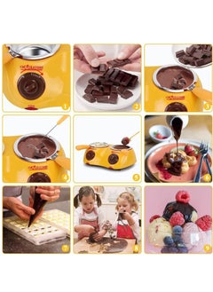 Generic Chocolate Melting Pot Electric Chocolate Fondue Mini Fondue Candy Maker With Double Melting Pot For Milk Chocolate Cheese Butter Candy (Yellow)  - Image 3