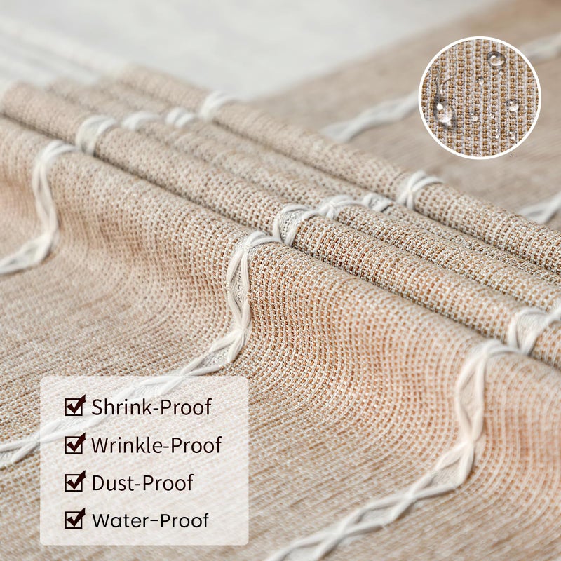 DEEPDREAM Deep Dream Tablecloths, Waterproof Table Cloth, Linens Wrinkle Free Anti-Fading, Rustic Table Cover Decoration for Kitchen Dinning Party (Rectangle/Oblong,55''x120'',10-12 Seats, Light Coffee) - Image 4