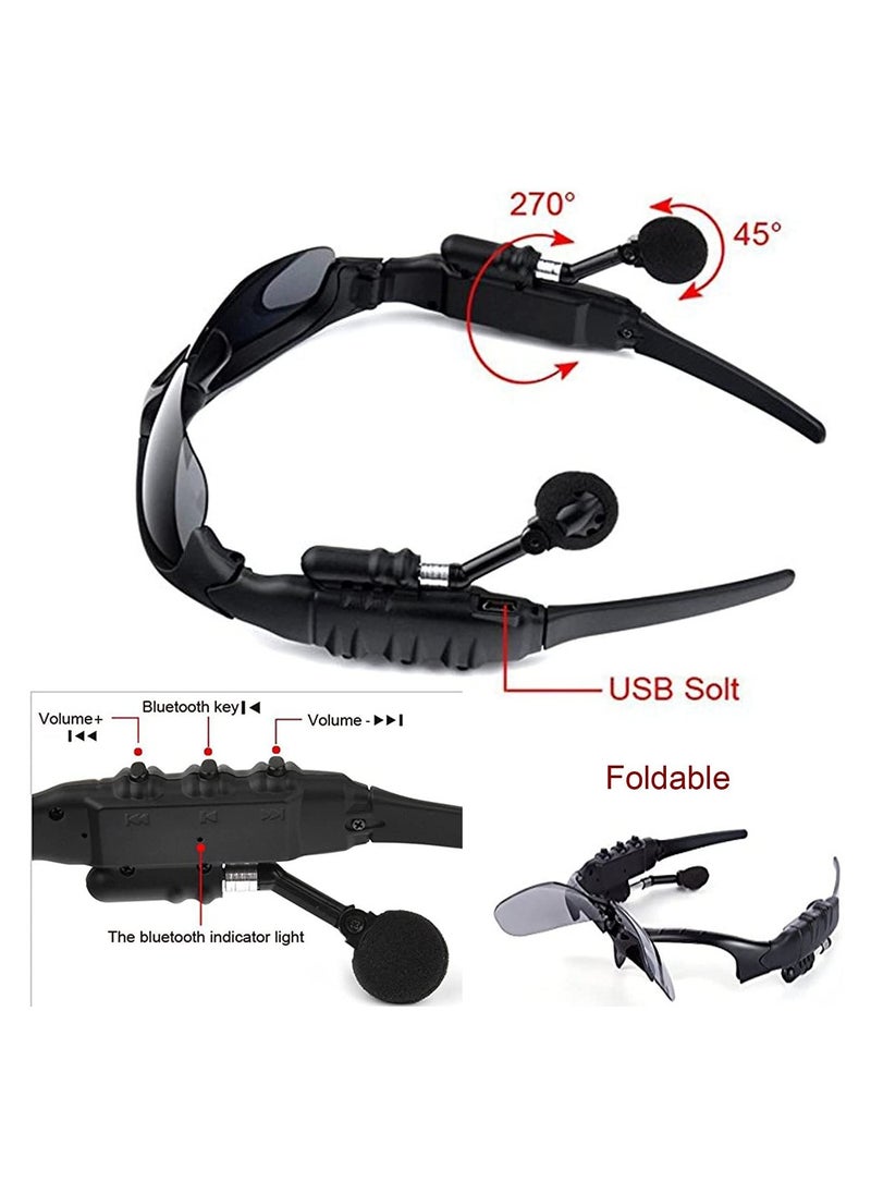 KASTWAVE - Bluetooth Sunglasses Wireless Music Sunglasses Men Women Sports Sunglasses Smart Glasses Handfree Call Headphone Stereo Sound with Mic for Smart Phone Outdoor Travel Driving Cycling (Gray Black) - Image 1