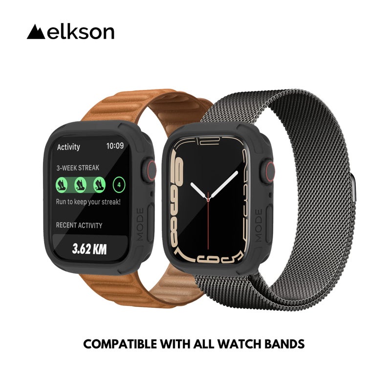 elkson Compatible with Apple Watch 41mm Bumper Case, Quattro Series Rugged Case for Apple Watch and iWatch Series 9 8 7, Military Grade Durable Protective Cover, Flexible Shock Proof, Black - Image 3