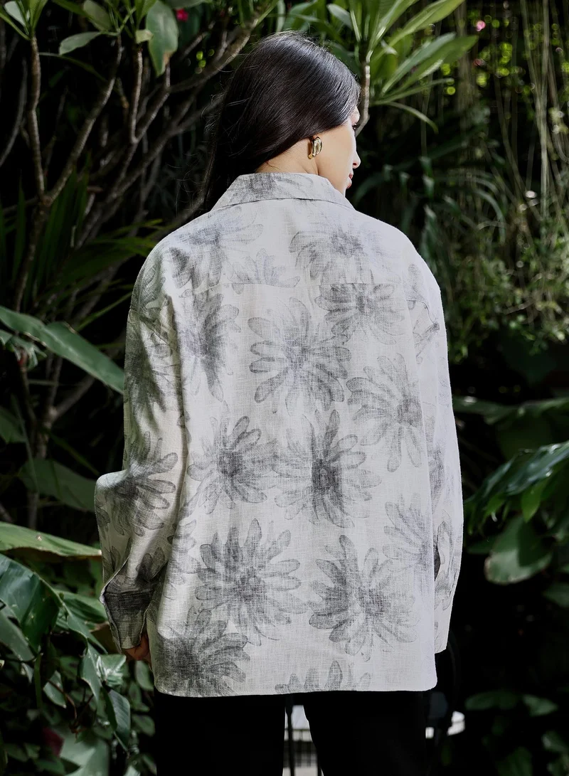 PINACOLADA  Women's Coin Grey Gloomy-Daisy Oversized Shirt for Women | Best Price UAE
