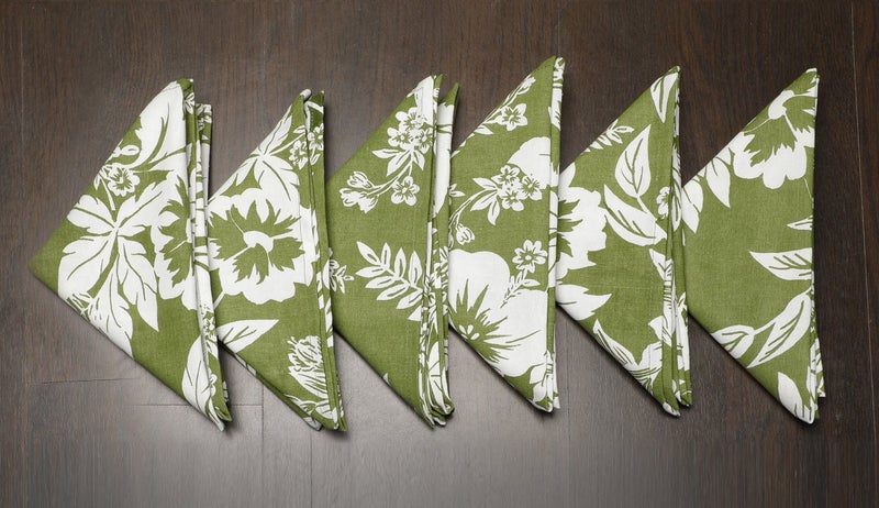 Dekor World Cotton Floral Printed Napkin Set - Green, Standard, 6 Piece - Image 1