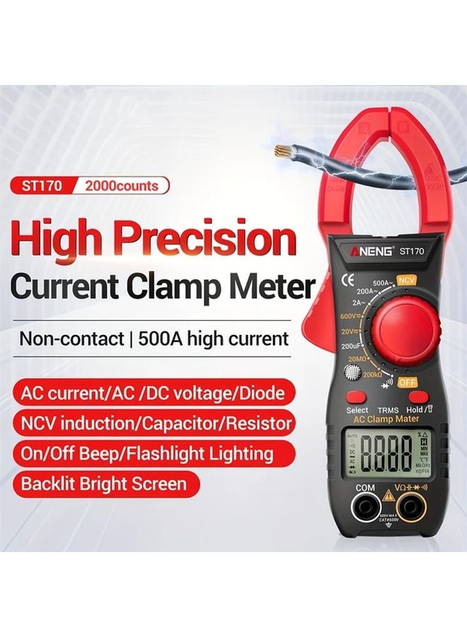 متر المشبك الرقمي الأحمر 2000 عدّاد - مقياس متعدد لاختبار التيار المتردد والتيار المستمر والجهد - Image 4