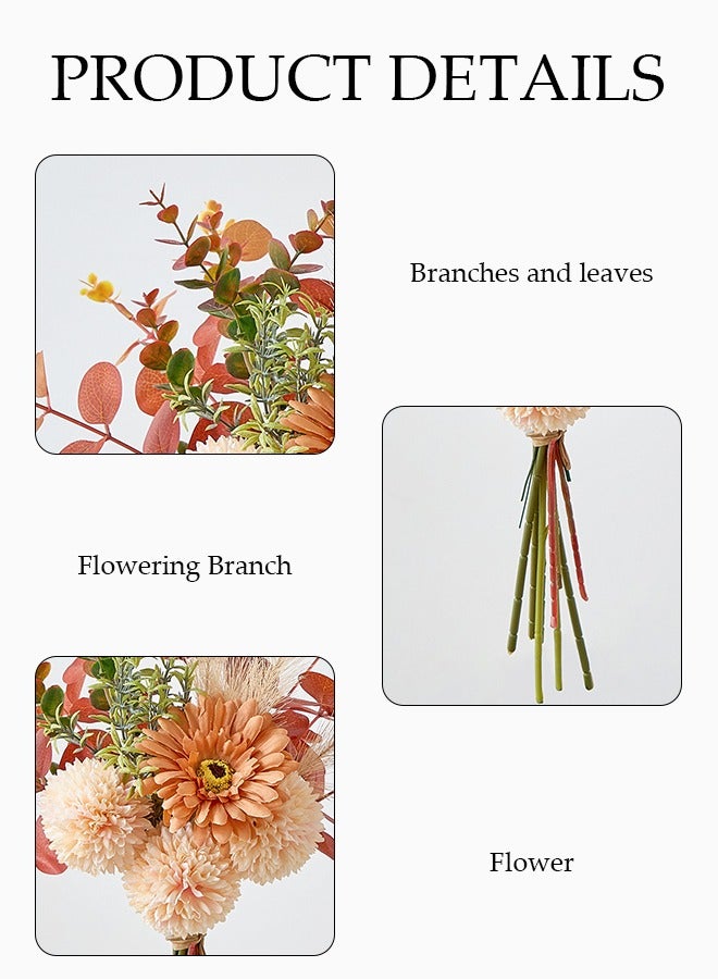 DUNISO Artificial flower bouquet, Indoor Simulation plants, Simulation hydrangea peony, Simulation rose, Simulation of eucalyptus branches and dandelion branches, Warm and beautiful used for Home, Office, Room table, Desk table decoration - Image 3