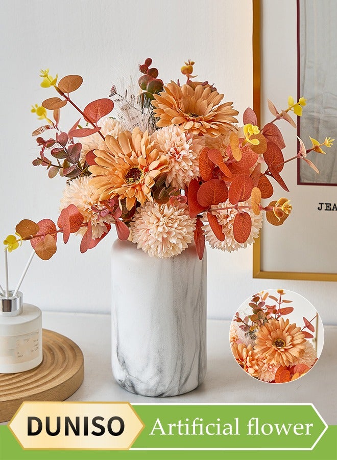 DUNISO Artificial flower bouquet, Indoor Simulation plants, Simulation hydrangea peony, Simulation rose, Simulation of eucalyptus branches and dandelion branches, Warm and beautiful used for Home, Office, Room table, Desk table decoration - Image 1