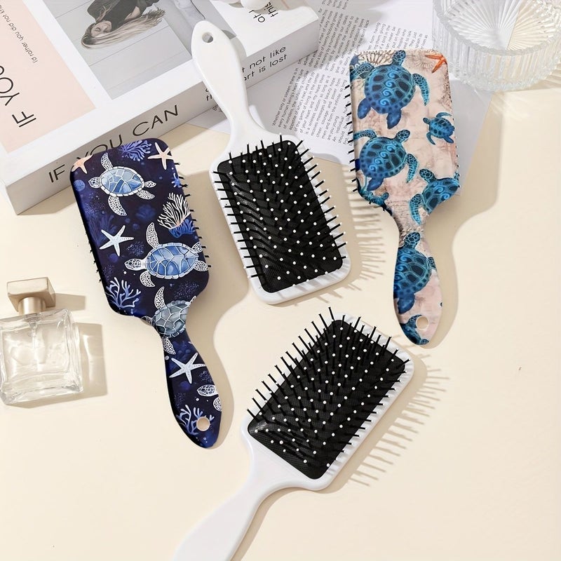 Blue Ocean Travel Turtle Series Printed Air Cushion Comb For Scalp Massage Hair Styling - Image 2