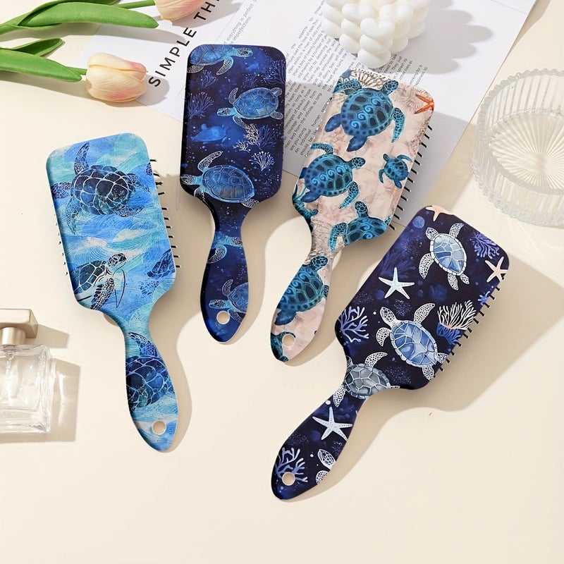 Blue Ocean Travel Turtle Series Printed Air Cushion Comb For Scalp Massage Hair Styling - Image 1