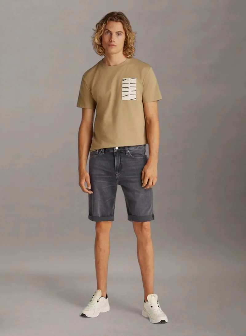 Calvin Klein Jeans Denim Grey Slim Denim Shorts for Men | Best Price UAE