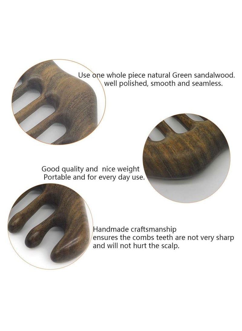 Natural Green Sandalwood Scraping Scalp Massage Comb for Head Caring Relaxation Acupoint Massage - Image 2