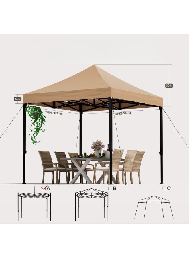 CIMIA Gazebo,Canopy,Outdoor Pop-Up Canopy Tent,Garden Umbrella 3x3m, Heavy-Duty Steel Frame, Water-Resistant, UPF 50+ UV Protection, Khaki - Image 3