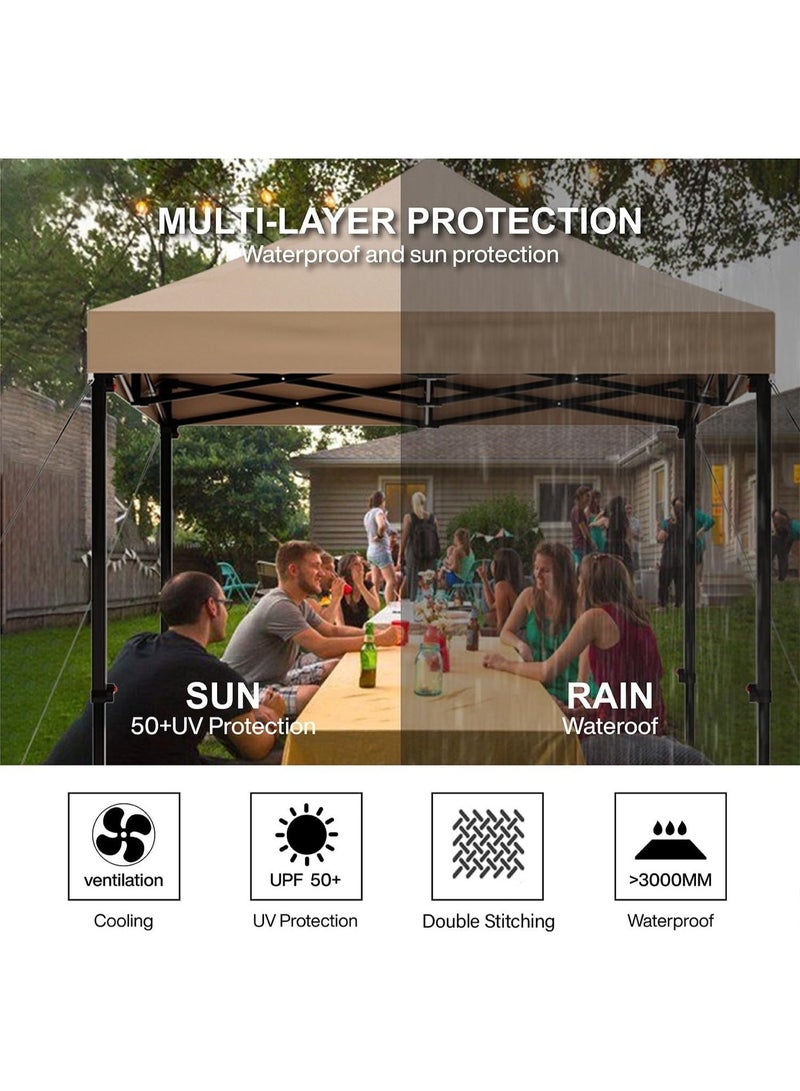 CIMIA Gazebo,Canopy,Outdoor Pop-Up Canopy Tent,Garden Umbrella 3x3m, Heavy-Duty Steel Frame, Water-Resistant, UPF 50+ UV Protection, Khaki - Image 4
