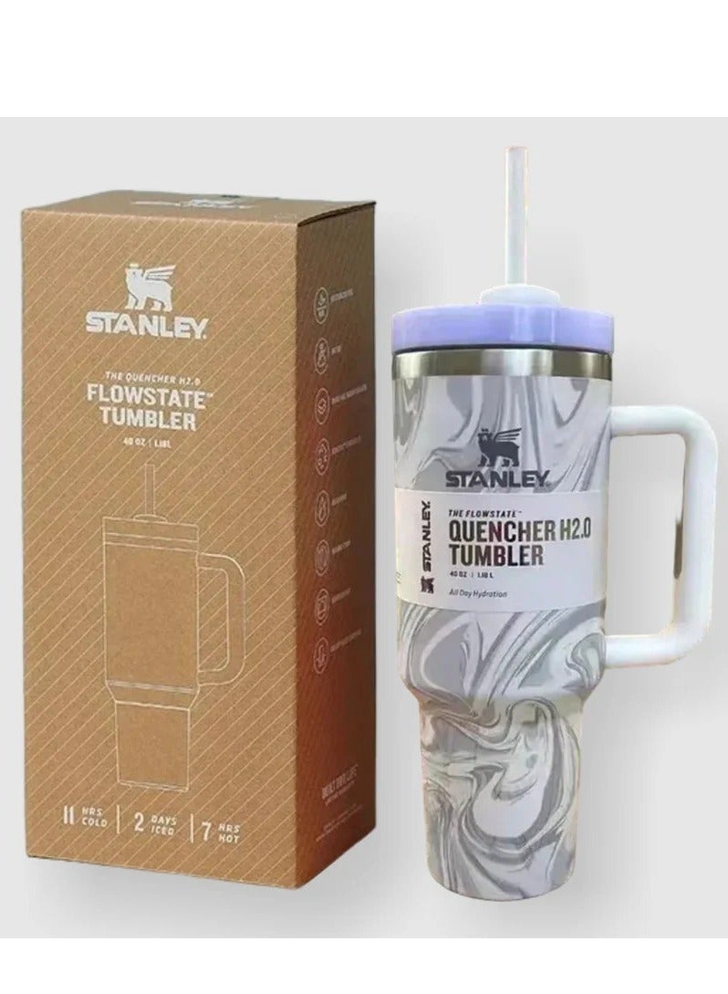 Stanley 2-Pack Quencher H2.0 FlowState 40oz Stainless Steel Vacuum Insulated Tumblers with Leak-Resistant Lid & Straw – Rose Quartz & Swirl Reusable Travel Mugs for Hot or Cold Drinks, Double-Walled Thermal Bottles Keep Beverages Cold for 24 Hours or Hot for 7 Hours, BPA-Free, Durable, Portable & Ideal for Gym, Office, and Outdoor Hydration  - Image 5