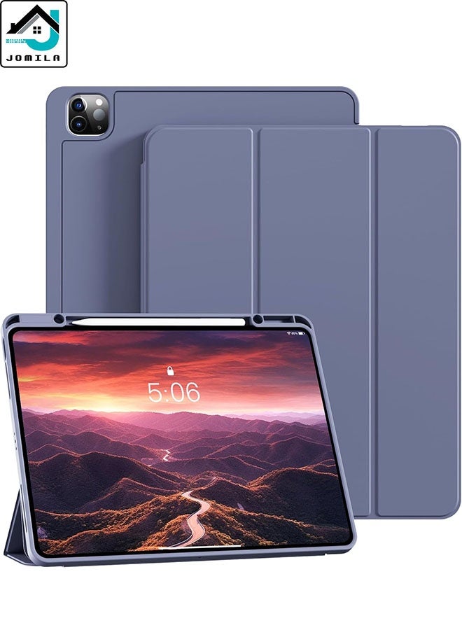جوميلا جراب لجهاز iPad Air مقاس 13 بوصة (2025/2024، M3/M2) وجهاز iPad Pro مقاس 12.9 بوصة (الجيل السادس/الخامس، 2022/2021) مع حامل قلم، غطاء ذكي نحيف بظهر من مادة TPU ناعمة، يدعم بصمة الإصبع وخاصية التشغيل/الإيقاف التلقائي - Image 1