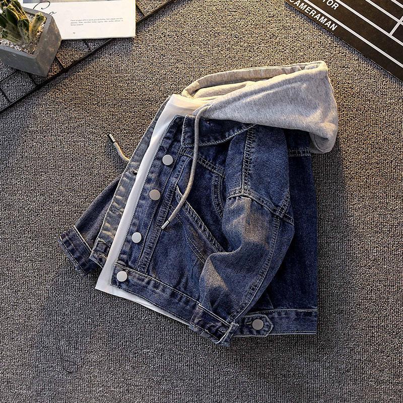 Boys' Denim Coat Style Children'S Denim Hooded Top Children'S Fleece-Lined Thick Coat - Image 2
