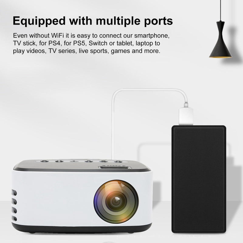 Mini Portable Projector HD 1080P Built In Speakers Multiple Ports For Smartphone Tablet Laptop TV Stick - Image 4