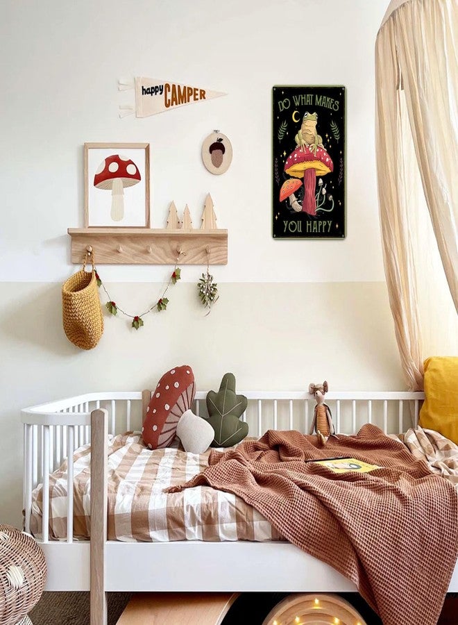 CrazySign Funny Frog Mushroom Room Wall Decor Do What Makes You Happy Tin Sign for Home Kitchen Office Bathroom 12 x 8 Inch (3029) (Black) - Image 2