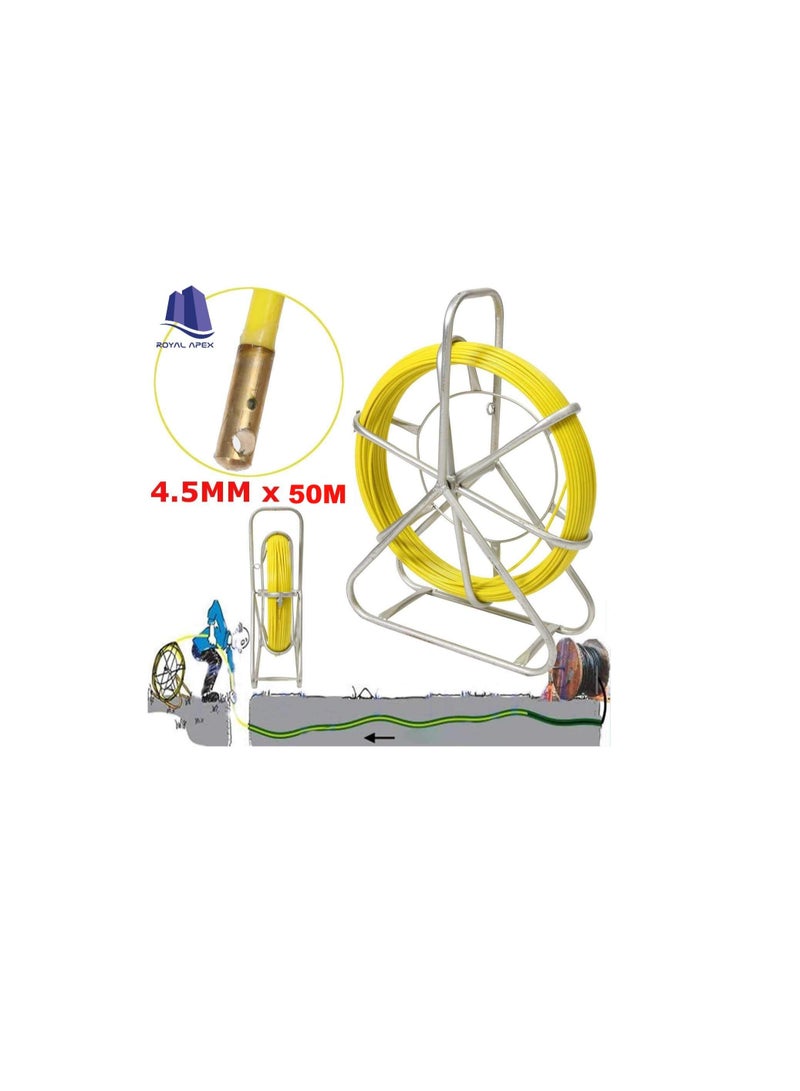 Fish Tape Electric Reel Fiber glass Wire Cable Running Rod Duct Rodder Fishtape Puller for Floor Conduit and Telecom Wall (4.5mmx50m)  - Image 2