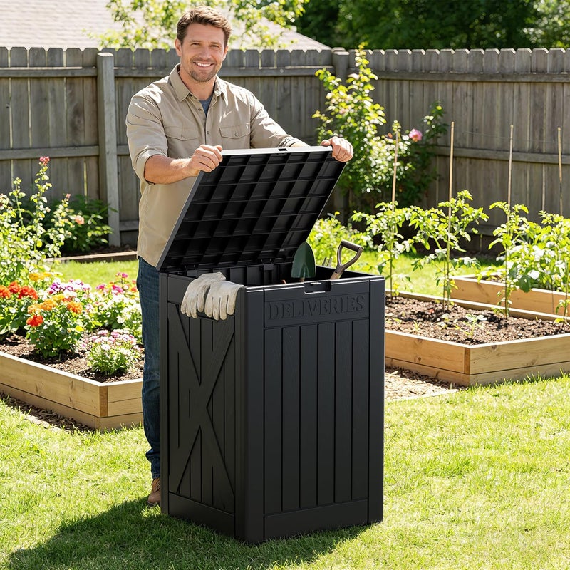 180L Large Resin Deck Box Lockable Storage Box Indoor Outdoor Use | Heavy Duty Storage Box Waterproof Container for Patio Furniture Outdoor Cushions Garden Tools Large Outdoor Storage Box - Image 5