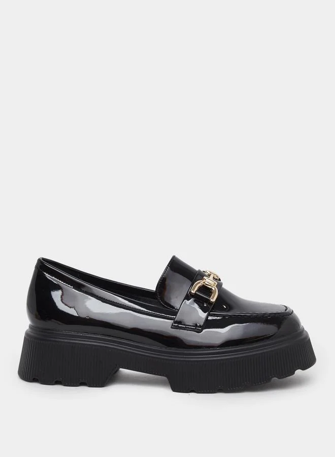 Styli Styli Women Black Patent Leather Look Loafers
