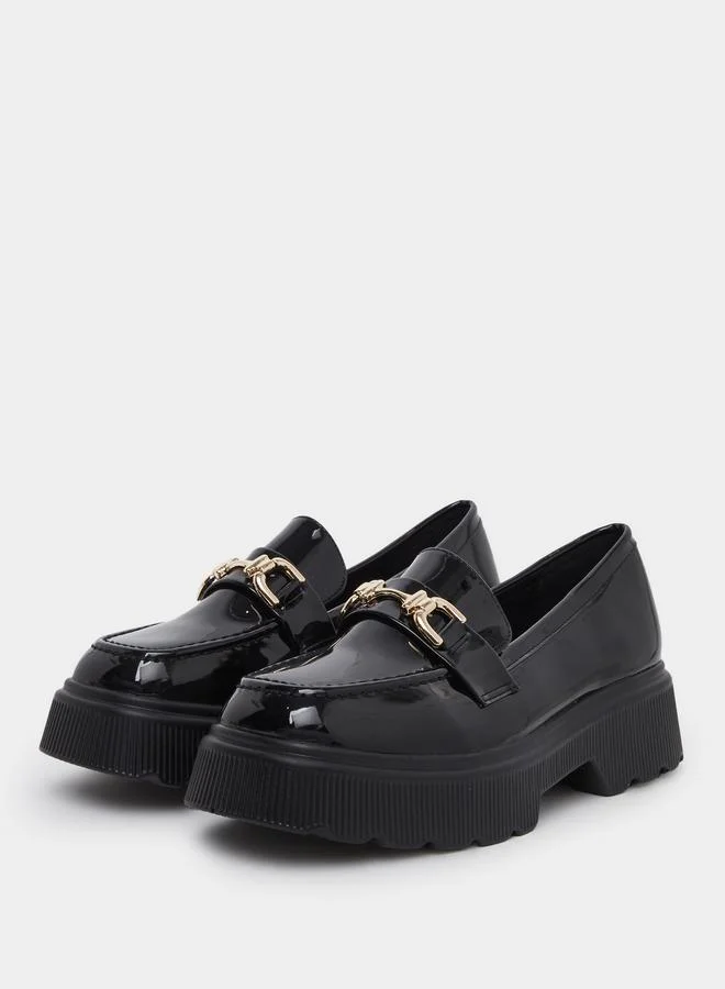 Styli Styli Women Black Patent Leather Look Loafers