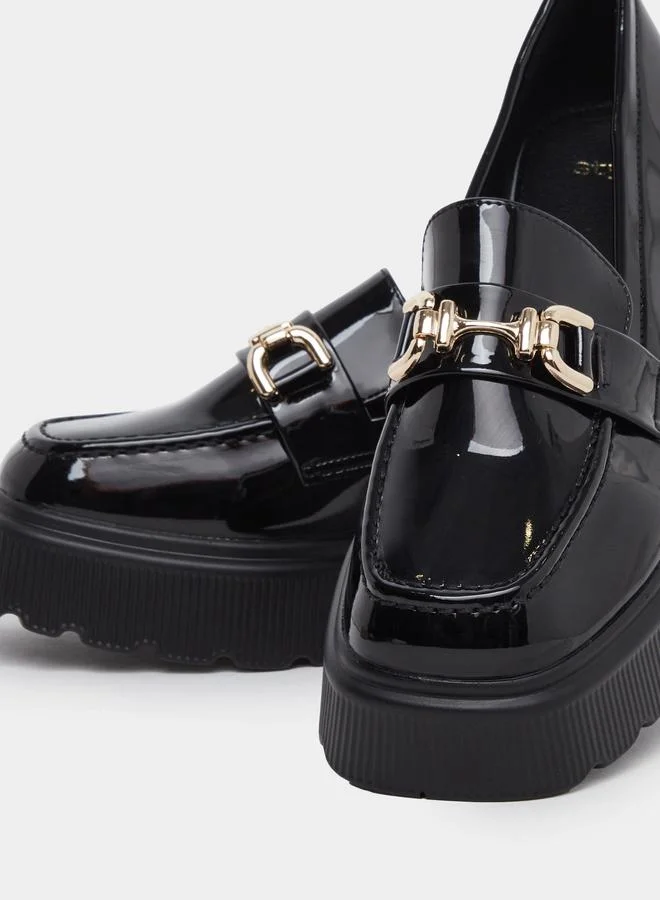 Styli Styli Women Black Patent Leather Look Loafers