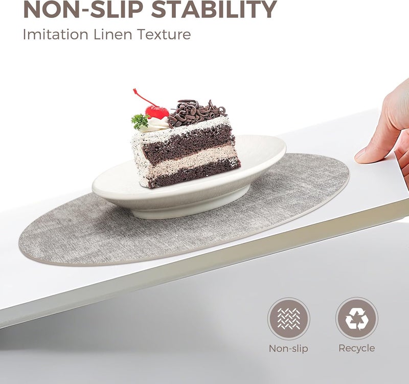 NCUE 13" Round Placemats Set of 12, Reversible Faux Leather Heat Resistant Table Mats, 100% Waterproof Oilproof Wipeable Table Protective Placemats for Vinyl, Washable for Indoor (12, Light Grey) - Image 4