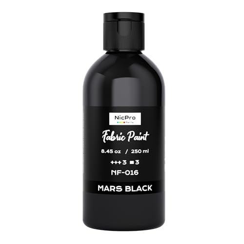 Nicpro Black Fabric Paint 845 oz 250 ml Fabric Paint for Clothes Permanent Clothing Paint for DIY Tshirts Jeans Crafts Refresh Furniture Upholstery - Image 1