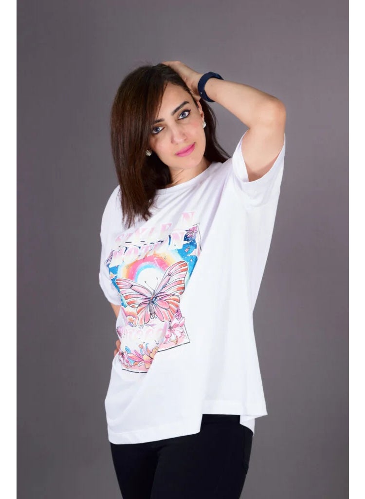 Oversize Fit Crew Neck Printed Short Sleeve T-Shirt - 100% Cotton - Image 1