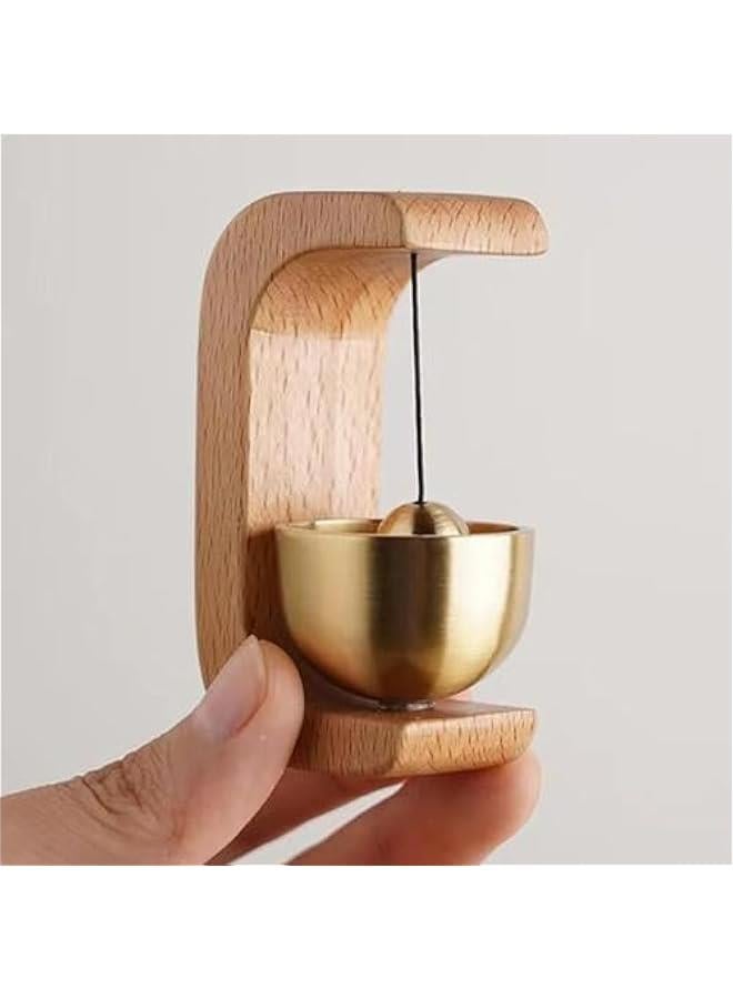 Wooden Magnetic Doorbell with Brass Bell - Decorative Entry Gate Chime, Hanging Reminder for Entrance or Fridge - Image 4