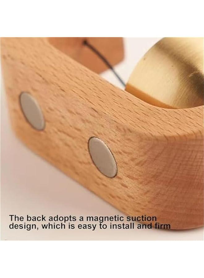 Wooden Magnetic Doorbell with Brass Bell - Decorative Entry Gate Chime, Hanging Reminder for Entrance or Fridge - Image 3