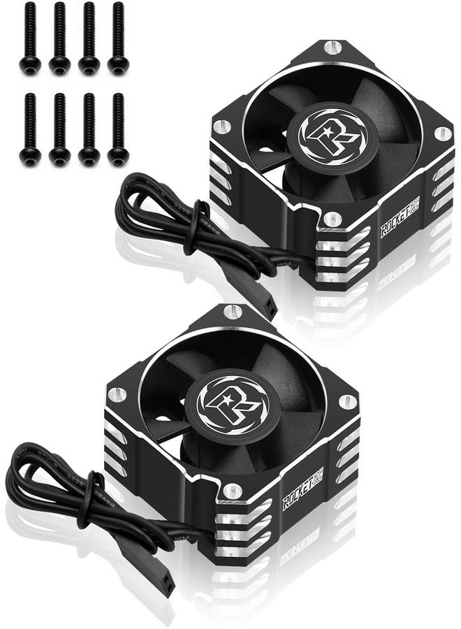 ARRAROWN 2 Pack 35mm RC Motor Cooling Fan 21000RPM 8.4V Aluminum ESC Motor Cooling Fan Heatsink for RC Car 1/8 1/10 Scale 3650,3660,540,550 Brushless Motor (Black Silver) - Image 1