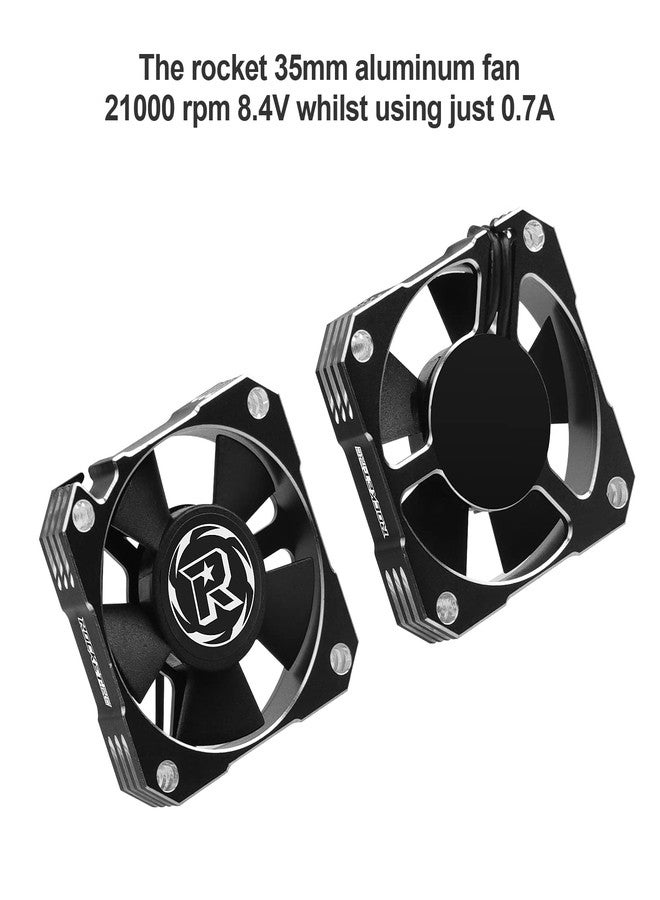 ARRAROWN 2 Pack 35mm RC Motor Cooling Fan 21000RPM 8.4V Aluminum ESC Motor Cooling Fan Heatsink for RC Car 1/8 1/10 Scale 3650,3660,540,550 Brushless Motor (Black Silver) - Image 2