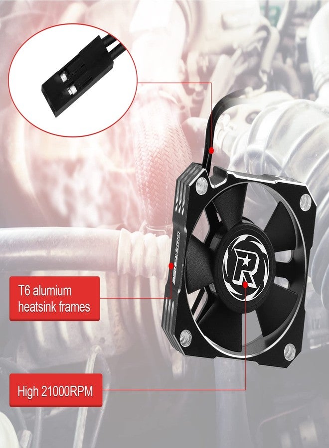 ARRAROWN 2 Pack 35mm RC Motor Cooling Fan 21000RPM 8.4V Aluminum ESC Motor Cooling Fan Heatsink for RC Car 1/8 1/10 Scale 3650,3660,540,550 Brushless Motor (Black Silver) - Image 3