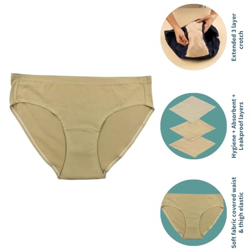 Pristine Life | Leakproof Underwear For Women | Wash & Reusable | Absorbs 25ml Of Leaks | Anti Bacterial, Hygienic & Leakproof | Comfy Cotton | Pack Of 1 | Skin | 3XL - Image 3