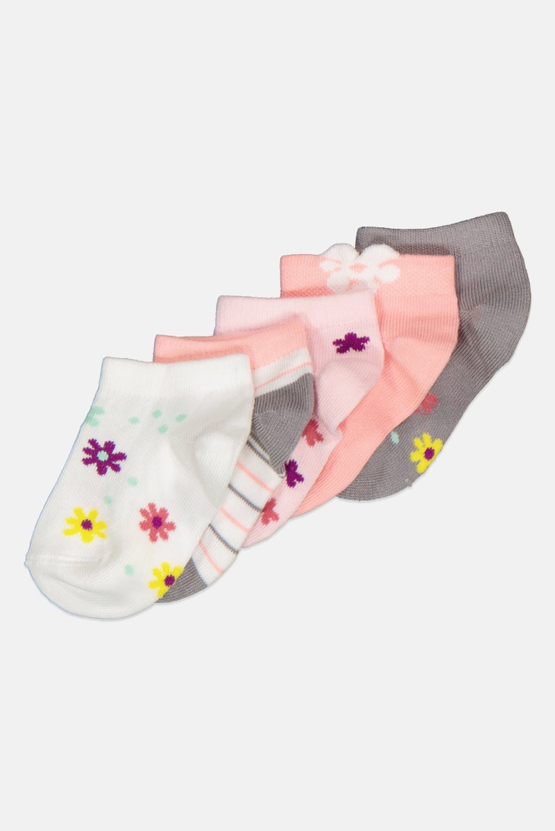 XOXO Kids Girl 5 Pair Non Terry Ankle Socks, Multicolor  - Image 2