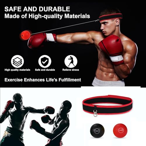 Dermasy Upgraded Boxing Reflex Ball, Training Ball with Headband Perfect for Reaction, Punching Speed, Fight Skill, Fitness, Newst Boxing Equipment for Adult and Kids (2 Balls) - Image 2