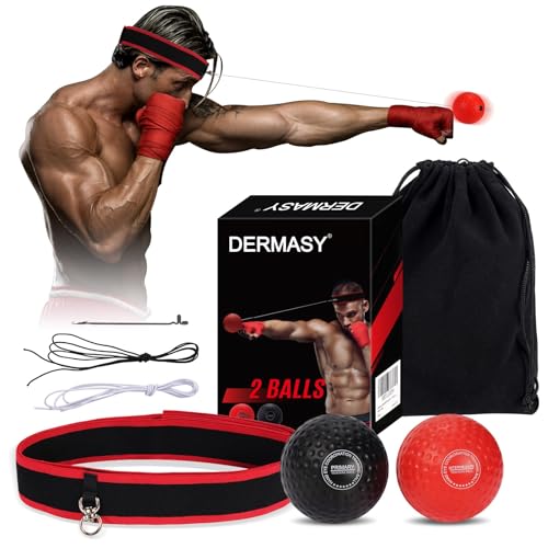 Dermasy Upgraded Boxing Reflex Ball, Training Ball with Headband Perfect for Reaction, Punching Speed, Fight Skill, Fitness, Newst Boxing Equipment for Adult and Kids (2 Balls) - Image 1