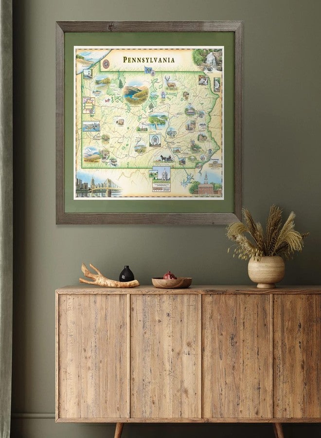 Xplorer Maps Pennsylvania Hand-Drawn Map - 24x18 Vintage-Style Lithographic Print - Made in USA - Image 2