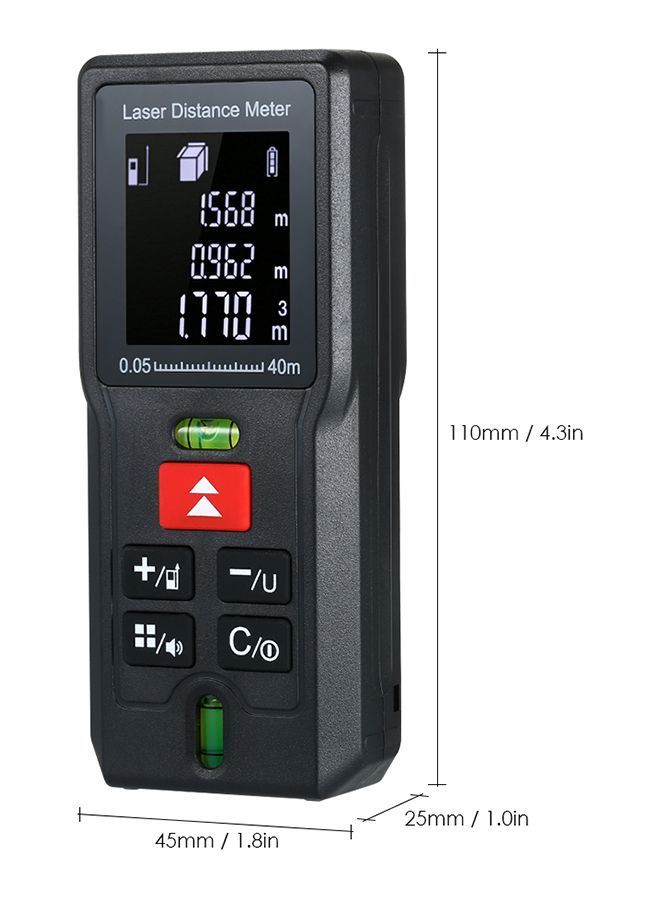 NIBEMINENT Handheld Digital Laser Distance Meter Black 16.8 x 4.3centimeter - Image 3