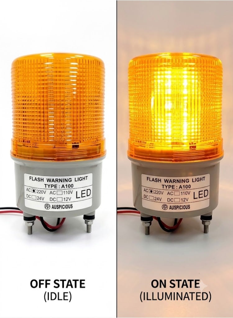Auspicious Amber Flashing Beacon Light LED Screw Base A100F 4 VDC - Image 3
