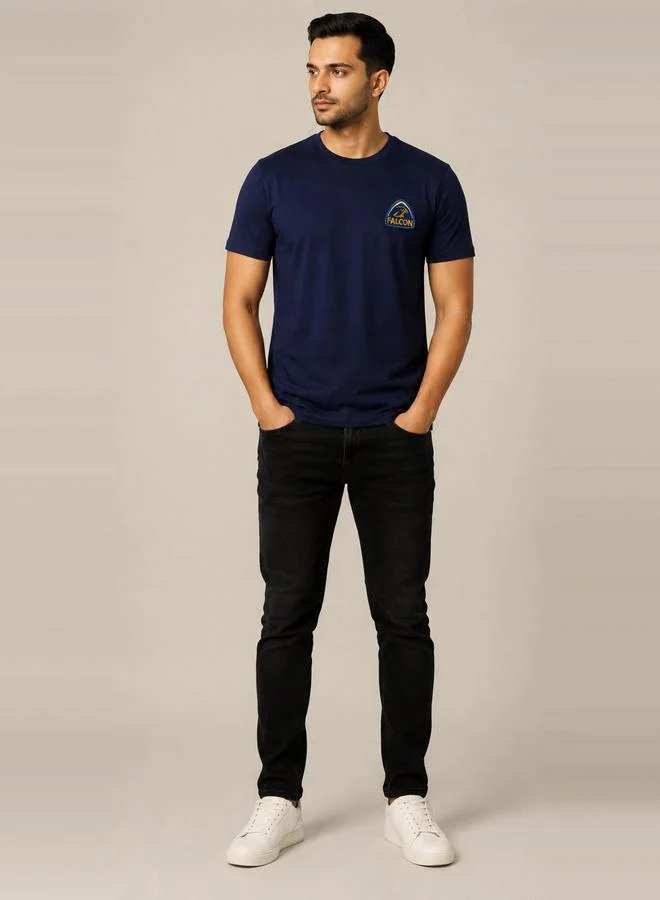 Take Two Navy Blue Falcon Logo Crew Neck T-Shirt By Falcon