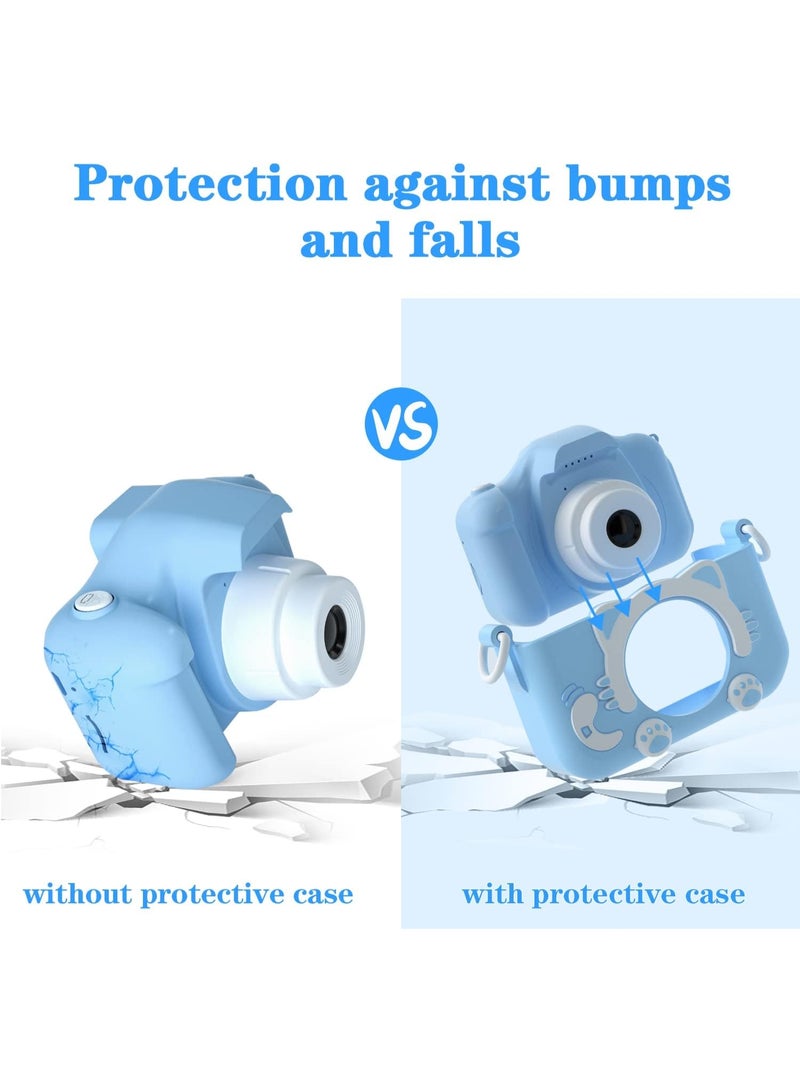 Yakiter Kids Camera Gifts for 3-8 Year Old Boys Girls,Mini Rechargeable Child 2 Lens Selfie Camera Shockproof Video Camcorder Gifts for,8 MP photo and 1080P video 2 Inch Screenfor Outdoor Play(32GB TF card and Card Readers),Blue - Image 2