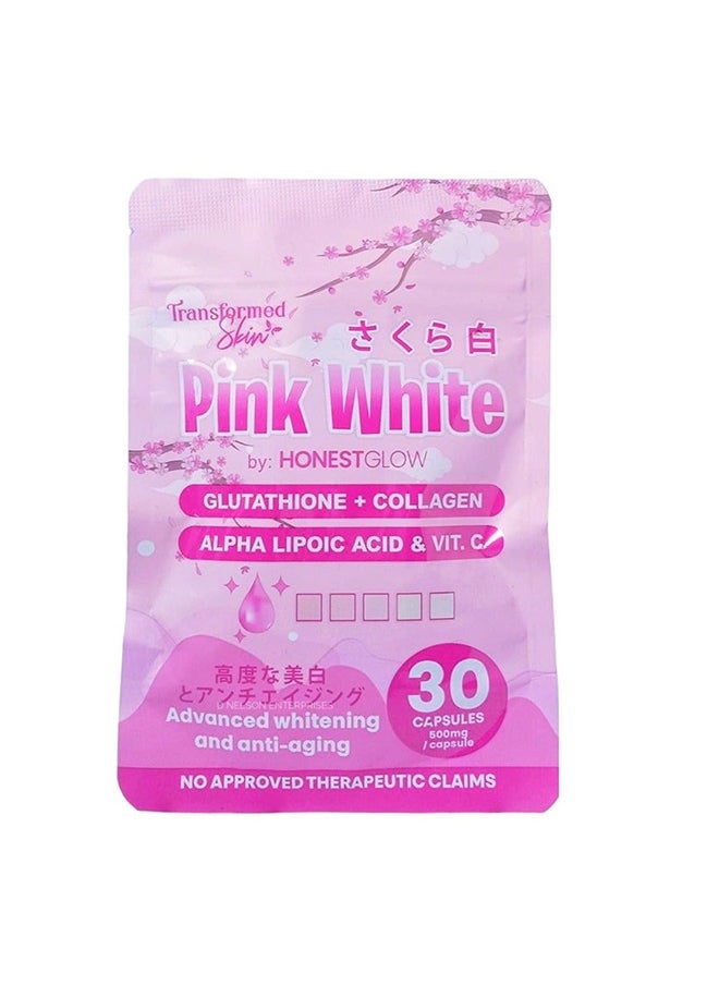 Transformed Skin - Pink White by Honest Glow Glutathione + Collagen 30 Capsules - Image 1