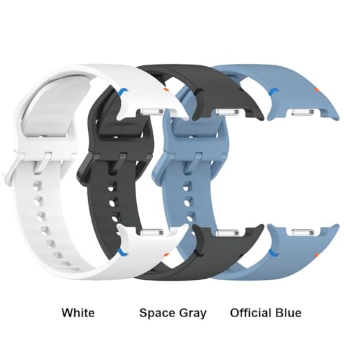 Sankel [3 Pack] Straps Compatible for Samsung Galaxy Watch 8 40mm 44mm/Galaxy Watch 8 Classic 46mm Bands, Soft Silicone Sport Replacement Straps Wristband for Women Men (White+Space Gray+Official Blue) - Image 4