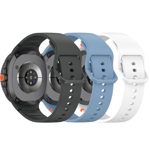 Sankel [3 Pack] Straps Compatible for Samsung Galaxy Watch 8 40mm 44mm/Galaxy Watch 8 Classic 46mm Bands, Soft Silicone Sport Replacement Straps Wristband for Women Men (White+Space Gray+Official Blue) - Image 3
