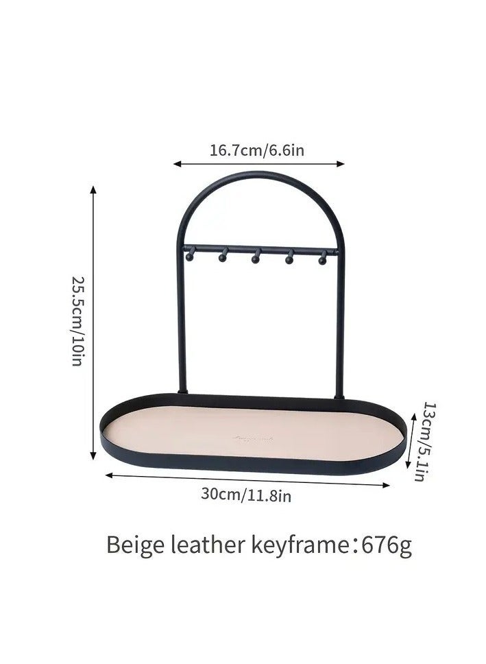 KOOKNA Key Tray,Key Holder Organizer Rack, Entryway Tray with 5 Hooks for Keys Watches Jewelry, Jewelry Organizer Necklace Stand Holder, Decorative Vanity Tray Organizer for Bedroom - Image 5