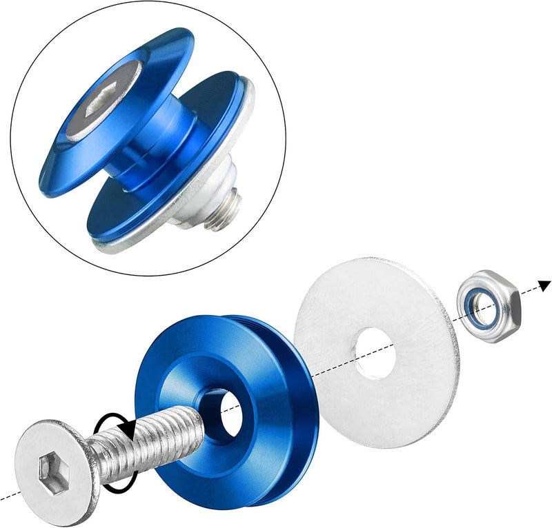 TOMALL Enmoo 8Pcs Universal Aluminum Fasteners and Washers Kit for Car Bumpers and Trunks (Blue) - Image 3