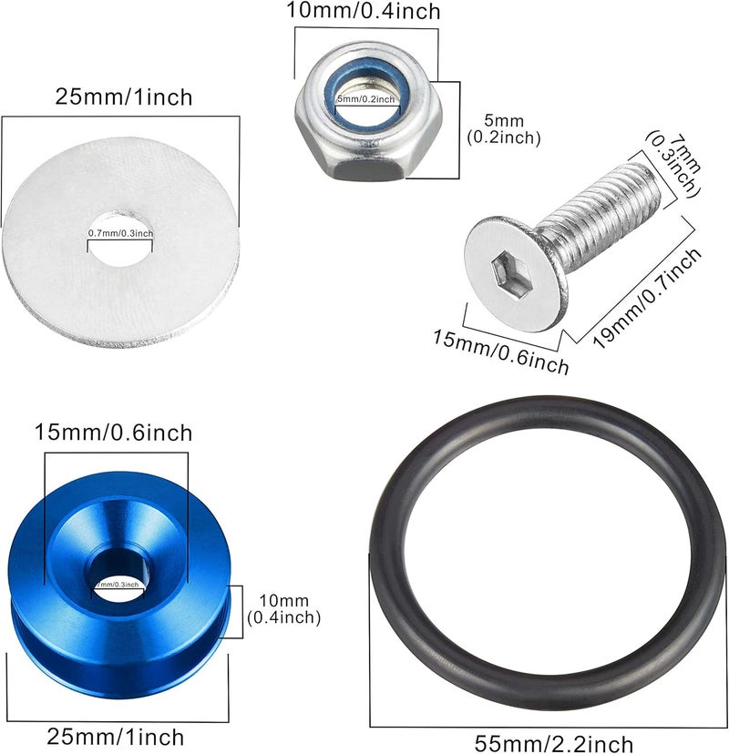 TOMALL Enmoo 8Pcs Universal Aluminum Fasteners and Washers Kit for Car Bumpers and Trunks (Blue) - Image 2