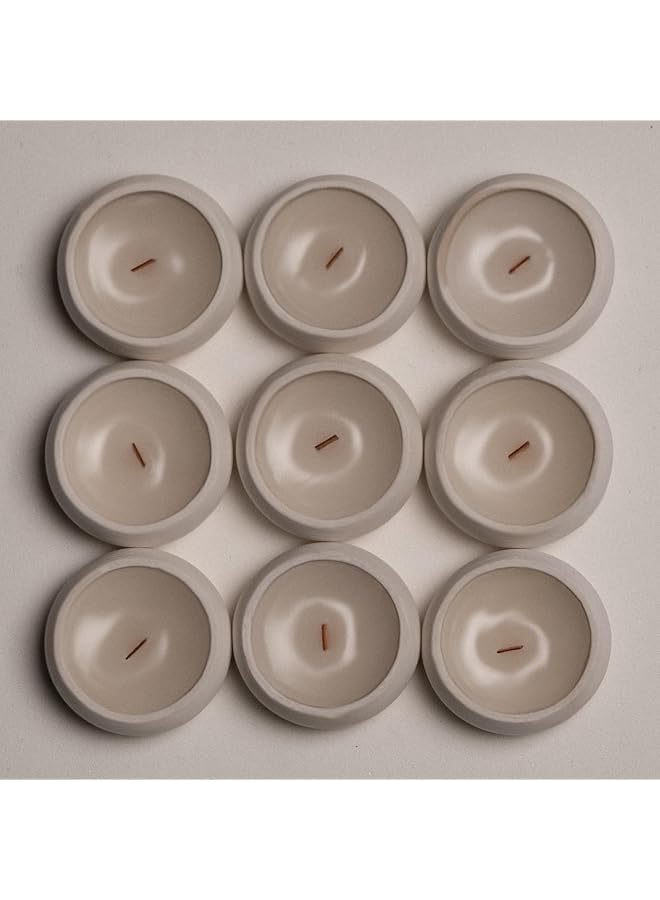 The Bros Stylish Ceramic Candle Holders & Tea Light Candles for Home Decor, Aromatherapy & Romantic Atmosphere – 9 Candles per Pack - Image 1